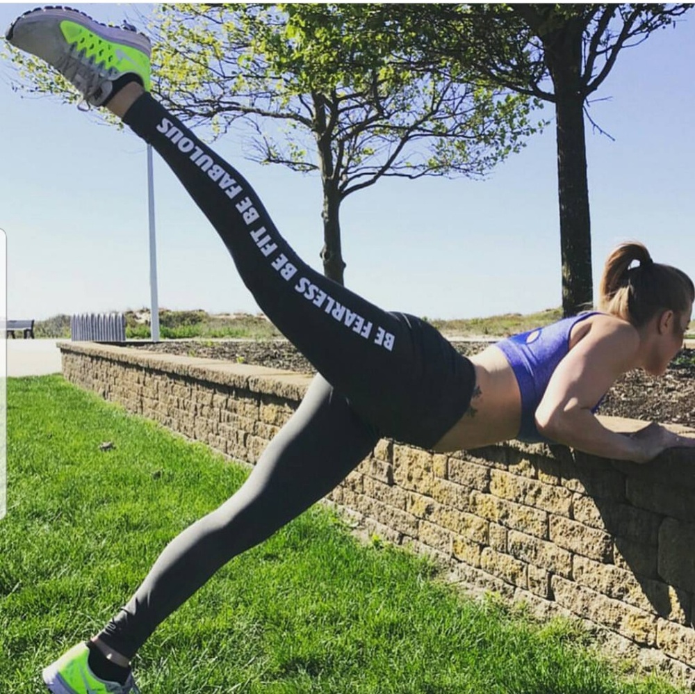 Yoga Dry-Fit Side Word workout leggings mid waist stretchy grey - Picture 4 of 4